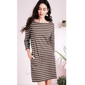 Garnet Hill bateau neck striped shift dress